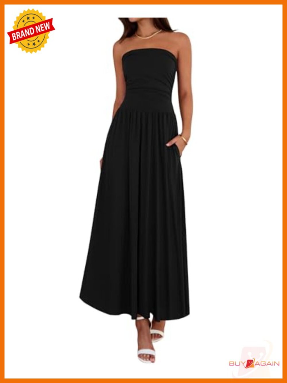 Strapless Ruched Tube Top Maxi Dress Viscose Elastane Sleeveless Summer